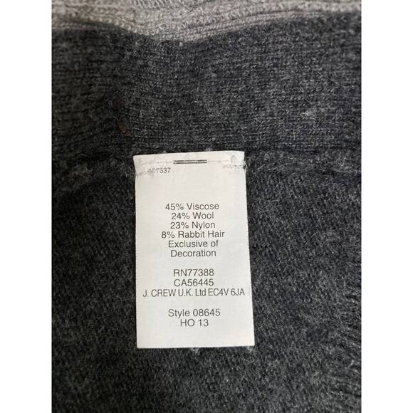 J.Crew Sweater Gray Wool Blend Tunic Elbow Patches Side Buttons Crewneck Small - Picture 9 of 10